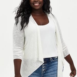 Torrid White Slub Drape Cardigan